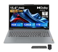 Lenovo IdeaPad Slim 3i 15.6" FHD Laptop, Intel N100, 4GB DDR5, 1.12TB Storage (128GB SSD+1TB Docking Station Set), Intel UHD Graphics, Num Pad, Compact & Portable, Wi-Fi 6, Win 11, Arctic Grey