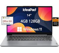 Lenovo IdeaPad Ultra Light Laptop for Student & Home (14" Anti-Glare, Intel Dual Core Processor, 4GB RAM, 128GB Storage (64GB+ 64GB SD)), 1 Year Office 365, Webcam, Wi-Fi 6, Win 11 Home in S, Grey