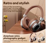 Lenovo LE602 Bluetooth 6.0 Headset HD Call Over Ear Wireless Headphones Retro Style HiFi Sound Earphones With Mic Sport Earbuds Maillard Brown