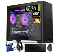 Lenovo Legion T5 Gaming Desktop Tower, AMD Ryzen 7 7800X3D, NVIDIA GeForce RTX 5070 12GB GDDR7, 64GB DDR5 5600MHz, 2TB SSD, 2TB HDD, WiFi 6E, ARGB Fans, Legion Cooling, Windows 11 Pro, Accessories