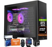 Lenovo Legion Tower 5 Gaming Desktop, AMD Ryzen 7 7800X 3D (104MB Cache), NVIDIA GeForce RTX 5070 12GB GDDR7, 64 GB DDR5 5600MT/s, 4 TB SSD + 2 TB HDD, WiFi 6E, BT5.3, ARGB Quiet Cooling, Win 11 Pro