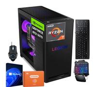 Lenovo Legion Tower 5 Gen 10 Gaming Desktop Computer, AMD Ryzen 7 7700X(Up to 5.4GHz), NVIDIA RTX 5070 12GB GDDR7, 32 GB DDR5, 1 TB SSD, Wi-Fi 6E, Windows 11 Pro, One-Handed Keyboard, Gaming Mouse