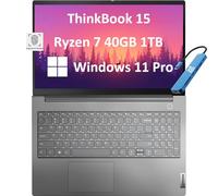 Lenovo ThinkBook 15 Business Laptop (15.6" FHD Anti-Glare, 40GB RAM, 1TB SSD, AMD Ryzen 7 5825U (> Intel i7-1165G7)), FHD Webcam w/Shutter, Military Grade, Fingerprint, Ethernet, Win 11 Pro