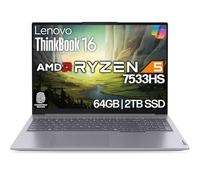 Lenovo ThinkBook 16 G7 Business Laptop, 16” FHD+, AMD Ryzen 5 7533HS, 64GB DDR5, 2TB NVMe, WiFi 6 + BT, RJ-45, HDMI, Fingerprint Reader, HD Webcam, Win 11 Pro