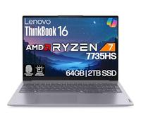 Lenovo ThinkBook 16 G7 Business Laptop, 16” FHD+, AMD Ryzen 7 7735HS, 64GB DDR5, 2TB NVMe, WiFi 6E + BT, Backlit KB, Fingerprint Reader, HD Webcam, Win 11 Pro