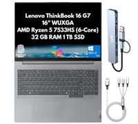 Lenovo ThinkBook 16 G7 Business Laptop 2025,16" WUXGA Display, AMD Ryzen 5 7533HS (6-Core), 32GB DDR5 RAM, 1TB PCIe SSD, Wi-Fi 6, Bluetooth, RJ-45, Webcam, Fingerprint Reader, Copilot Win 11 Pro