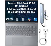 Lenovo ThinkBook 16 Gen 8 Business Laptop 2026, 16" WUXGA, Intel Core 5 210H 8-Core (Beats i5-13420H), 16GB DDR5 RAM, 1TB (2X 512GB) SSD, FPReader, Cam, RJ45, Wi-Fi 6E, Backlit Keyboard, Win 11 Pro