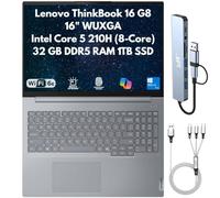 Lenovo ThinkBook 16 Gen 8 Business Laptop 2026, 16" WUXGA, Intel Core 5 210H 8-Core (Beats i5-13420H), 32GB DDR5 RAM, 1TB (2X 512GB) SSD, FPReader, Cam, RJ45, Wi-Fi 6E, Backlit Keyboard, Win 11 Pro
