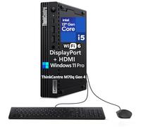 Lenovo ThinkCentre M70q Gen 4 MFF 1L Tiny Mini Business Desktop Computer, 16GB DDR5, 256GB PCIe SSD, Intel 10-Core i5-13400T (Beat i7-12700T), WiFi 6, HDMI, 2 DisplayPorts, Windows 11 Pro, Vent-Hear