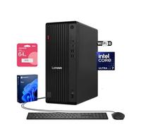 Lenovo ThinkCentre M70t Business Desktop, Intel 20-Core Ultra 7 265, AI Tower PC, 32GB DDR5, 2TB SSD, DP, HDMI, Support 3-Monitor 4K, Type-C, Wired KB & Mouse, Wi-Fi 6, Windows 11 Pro, w/Bundle