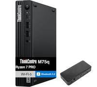 Lenovo ThinkCentre M75q Business Mini Desktop (AMD Ryzen 7 PRO 8700GE, 32GB DDR5, 4TB PCIe SSD, WiFi 6, Bluetooth 5.2, 90W PSU, RJ-45, 1 Display Port, HDMI, Win 11 Pro) w/USB-C Dock