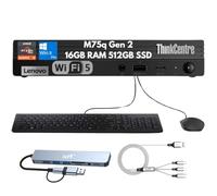 Lenovo ThinkCentre M75q Gen 2 Mini Desktop Business PC, AMD Ryzen 5 PRO 5650GE (6-Core), 16GB RAM, 512GB SSD, 4K Display Support, Wi-Fi, Bluetooth, Ethernet, Keyboard & Mouse, Copilot Windows 11 Pro