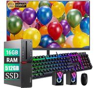 Lenovo ThinkCentre M800 SFF 24 Inch FHD Monitor Computer Intel Core i5-6500 3.2GHz 16GB DDR4 RAM 512GB SSD RGB Keyboard and Speaker RGB WiFi BT Windows 10 Pro