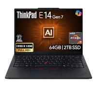 Lenovo ThinkPad E14 Gen 7 14" FHD+ Display, AMD Ryzen 7 250, 64GB DDR5 RAM, 2TB SSD PCIe, Backlit Keyboard, WiFi 6E + BT, RJ-45, FHD Webcam, Windows 11 Pro, AI Business Laptop - Black