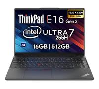 Lenovo ThinkPad E16 Gen 3, 16" FHD+, Intel Ultra 7 255H, 16GB DDR5 RAM, 512GB NVMe, Fingerprint, Backlit Keyboard, WiFi 6E, RJ-45, FHD Webcam, Windows 11 Pro, AI Business Laptop - Black