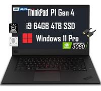 Lenovo ThinkPad P1 16"" 4K (3840x2400) (Intel Core i9-11950H vPro, 64GB RAM, 4TB SSD, RTX 3080 16GB) Mobile Workstation Laptop, Fingerprint, Backlit, 3-Yr WRT, IST Cable, Wi-Fi 6, Win 11 Pro, Black