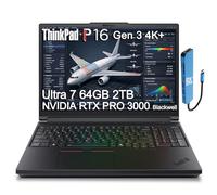 Lenovo ThinkPad P16 Gen 3 Mobile Workstation Laptop (16" UHD+ 4K+, NVIDIA RTX PRO 3000 Blackwell 12GB, Intel Core Ultra 7 255HX, 64GB DDR5, 2TB SSD) for Engineer, Designer, 2xThunderbolt 5, Win 11 Pro