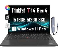 Lenovo ThinkPad T14 Gen 4 Business Laptop (14" FHD+, Intel 10-Core i5-1335U, 16GB DDR5 RAM, 512GB SSD), Backlit, 2 x Thunderbolt 4, Wi-Fi 6E, 3-Yr WRT, IST Hub, Win 11 Pro w/AI Copilot, Black