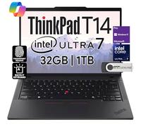 Lenovo ThinkPad T14 Gen 5 14" FHD+ IPS Business Laptop, Intel Ultra 7 155U, 32GB DDR5 RAM, 1TB SSD, 5MP Webcam, Fingerprint, Backlit, Wi-Fi 6E, 2 Thunderbolt 4, AI PC, W11P