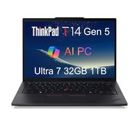 Lenovo ThinkPad T14 Gen 5 Business Laptop (14" FHD+, Intel Ultra 7 155U (>i7-13700H), 32GB DDR5 RAM, 1TB SSD), Fingerprint, Backlit, 5MP Webcam, Ethernet, Wi-Fi 6E, Win 11 Pro, 2025 AI PC, Black