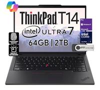 Lenovo ThinkPad T14 Gen 5 Business Laptop 14" FHD+ IPS, Intel Ultra 7 155U, 64GB DDR5 RAM, 2TB SSD, 5MP Webcam, Fingerprint, Backlit, Wi-Fi 6E, 2 Thunderbolt 4, AI PC, W11P