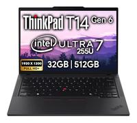 Lenovo ThinkPad T14 Gen 6 Business Laptop 14" FHD+ IPS, Intel Ultra 7 255U, 32GB DDR5 RAM, 512GB SSD, 5MP Webcam, Fingerprint, Backlit, Wi-Fi 6E, 2 Thunderbolt 4, AI PC, W11P