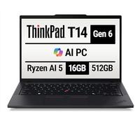 Lenovo ThinkPad T14 Gen 6 Co-Pilot+ Laptop - AMD Ryzen AI 5 PRO 340, 14” WUXGA 1920x1200 400 Nits IPS Display, 16GB RAM, 512GB SSD, 5MP RGB Cam, FP Reader, Backlit KYB, Windows 11 Pro - 21QJ00CQUS