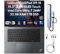 Lenovo ThinkPad X9-15 Gen 1 Aura Edition AI Ready Business Laptop 2026, 15.3" 2.8K OLED 120Hz Touch, Series 2 Intel Core Ultra 7 268V, 32GB RAM, 1TB SSD, FPReader, UHD IR Cam, Copilot Windows 11 Pro