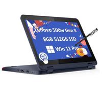 Lenovo ThinkPad Yoga 500w 2-in-1 Laptop (11.6" Touchscreen, Intel Pentium N6000, 8GB RAM, 512GB SSD) Ruggedized & Water Resistant for Student & School, Webcam, Wi-Fi, IST Pen, Win 11 Pro, Blue