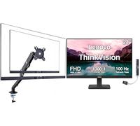 Lenovo ThinkVision 24" FHD IPS Monitor with 4ms Response Time, Anti Glare, Flicker Free, VESA Mount (100mm), Displayport, HDMI & DKZ Hub, Black Color Ergoflexy Single Mount Arm