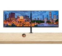 Lenovo ThinkVision S24e-20 23.8" Full HD 1920 x 1080 WLED LCD Monitor 2-Pack Bundle with Mini Speaker, 250 Nit, FreeSync, HDMI-VGA, Raven Black, & Adjustable Desk Mount Monitor Stand