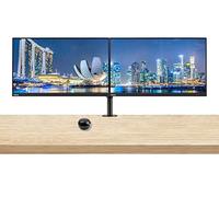 Lenovo ThinkVision S24e-20 23.8" Full HD 1920 x 1080 WLED LCD Monitor 2-Pack Bundle with Mini Speaker, 250 Nit, FreeSync, HDMI-VGA, Raven Black, & Adjustable Desk Mount Monitor Stand