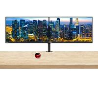 Lenovo ThinkVision S24e-20 23.8" Full HD 1920 x 1080 WLED LCD Monitor 2-Pack Bundle with Mini Speaker, 250 Nit, FreeSync, HDMI-VGA, Raven Black, & Adjustable Desk Mount Monitor Stand