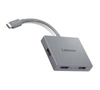 Lenovo USB-C 4 in 1 Travel Hub Block with Integrated Cable, 1x HDMI 4K @ 60Hz, 2X USB-A 3.2, 1x 3.5mm Combo, Luna Grey - Portable, Compact, High-Speed Connectivity Laptops PC Gaming Console Charging