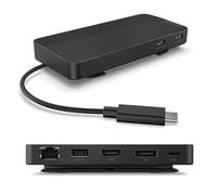 Lenovo USB-C Dual Display Travel Dock, 7 Ports, HDMI & DP Ports Support Dual Displays at 4K, Up to 100W PD Pass Through, Integrated USB-C Cable, Black