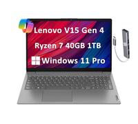 Lenovo V15 Gen 4 (15.6" FHD Anti-Glare, AMD Ryzen 7 7730U (Beat i7-1355U), 40GB RAM, 1TB SSD) for Business, Military Grade, Numeric Keypad, Ethernet, IST Hub, Win 11 Pro w/AI Copilot, Grey