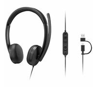 Lenovo Wired VoIP Headset 5000 - Microsoft Teams Certification - Stereo - USB Type A, USB Type C - Wired - 32 Ohm - 20 Hz to 20 kHz - Over-the-head - Binaural - Supra-aural - 6.23 ft Cable - Noise Red