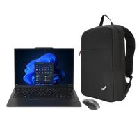 Lenovo X1 Carbon + ThinkPad Backpack + Professional Bluetooth Rechargeable Mouse Intel Core Ultra 7 155U Processor E-cores up to 3.80 GHz P-cores up to 4.80 GHz, Windows 11 Pro 64, 512 GB SSD Performa