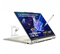 Lenovo Yoga 7 2-in-1 Copilot+ AI PC Laptop, 14" 2K OLED Touch (100% DCI-P3), AMD Ryzen AI 7 350 Processor, 16GB LPDDR5 1TB SSD, Wi-Fi7 Backlit KB Win11, Seashell, w/2TB USB Drive & Pen, W/GaLiMu