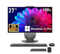 Lenovo Yoga AIO Desktop AI PC, 27" QHD IPS+120Hz Display, Intel Ultra 7 255H 16-Core Processor, 16GB LPDDR5X, 3TB Storage (2TB SSD+1TB Docking Station), Intel Arc GPU, Wi-Fi 7, Win 11 Pro, Gray