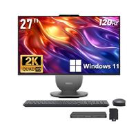Lenovo Yoga All-in-One Desktop AI PC, 27" QHD IPS+120Hz Display, Intel Ultra 7 255H, 16GB LPDDR5X, 1.5TB Storage(512GB SSD+1TB Docking Station), Intel Arc GPU, Wi-Fi 7, Wireless Charging, Win 11, Gray
