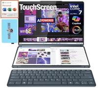 Lenovo Yoga Book 9i 2-in-1 AI Copilot PC Laptop 13.3" 2.8K Dual Screen OLED Touch Display (Intel Ultra 7 155U, 16GB LPDDR5X, 1TB SSD, Win 11 Home) w/MS 365 Personal, DKZ USB Port Expander
