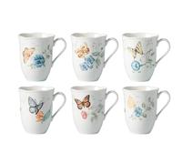 Lenox 892798 Butterfly Meadow 6-Piece Mug Set, Porcelain, White