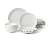 Lenox 893471 French Perle Scallop 12-Piece Dinnerware Set, Stoneware, 0