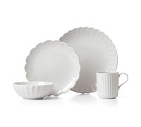 Lenox 893472 French Perle Scallop 4-Piece Place Setting, Stoneware, White