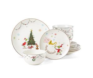 Lenox 895051 Merry Grinchmas 12-Piece Dinnerware Set, Green, 12 Count, Christmas Dinnerware Set, Holiday Hosting