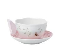 Lenox Butterfly Meadow Figural Cup and Saucer Set, Pink