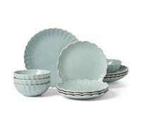 Lenox French Perle Scallop Ice Blue 12Pc Dinnerware Set, 17.70, White