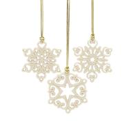 Lenox Ornament, Mini Snowflake 3-Piece Tree Ornament Set, Set Of 3, Porcelain Material, Gold Hanging Cord, Tree Decoration, Christmas Decorations, Christmas Ornaments, Snowflake Design (3 Pieces)
