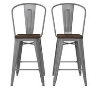 lenox wooden bar chairs with silver gun frame in pair
